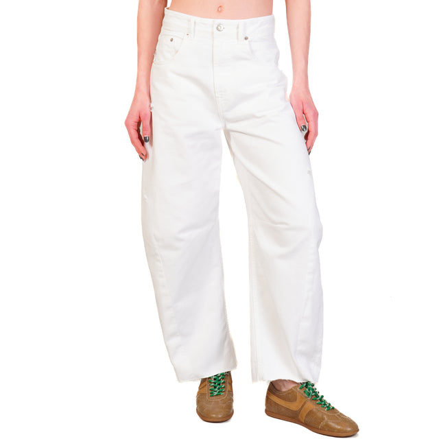 Haveone-Jeans BARBARA barrel con rotture - bianco