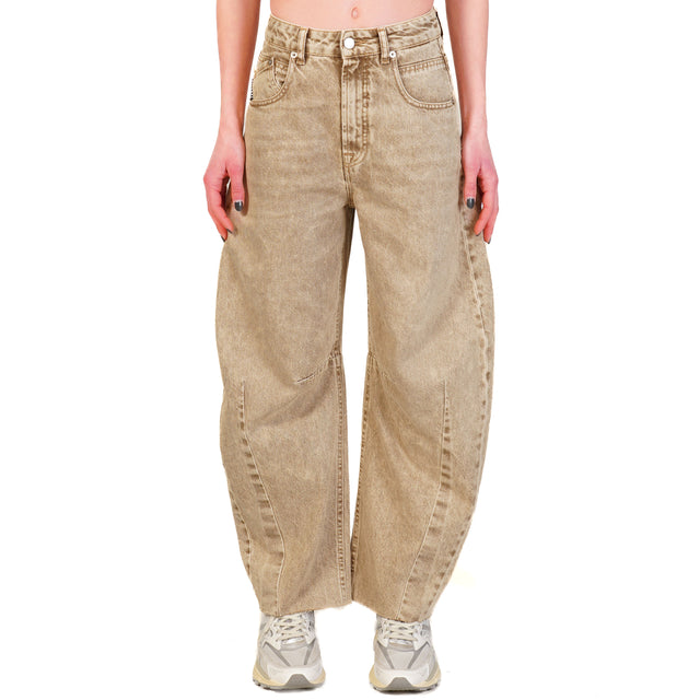 Haveone-Jeans BARBARA barrel taglio vivo - denim beige