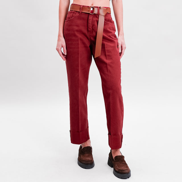 Haveone-Pantalone MANDY cotone drill stone wash - Bordeaux