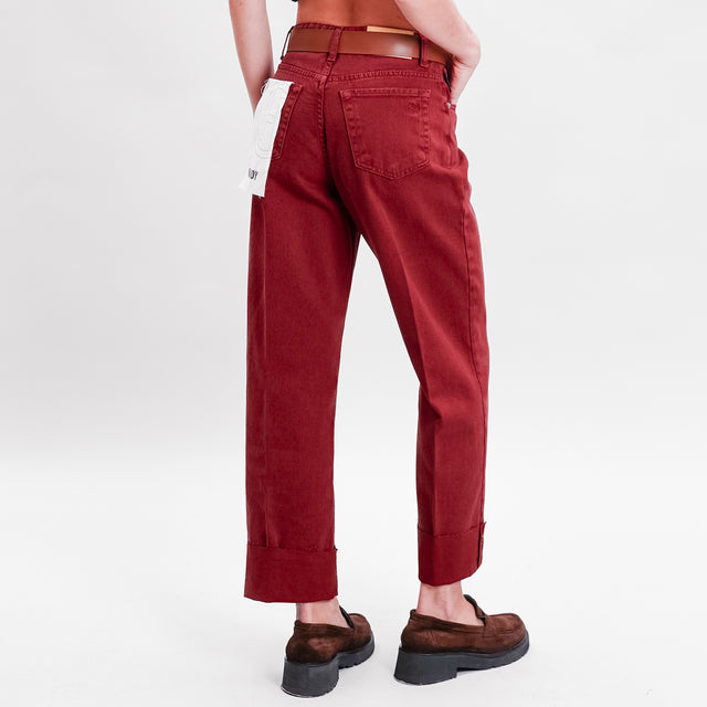 Haveone-MANDY cotton drill stone wash trousers - Bordeaux