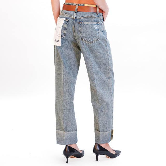 Haveone-Jeans MANDY dritto con risvolto taglio vivo - denim