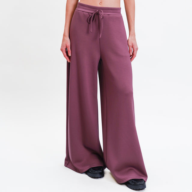 Haveone-Neoprene Stretch Drawstring Pants - Mauve