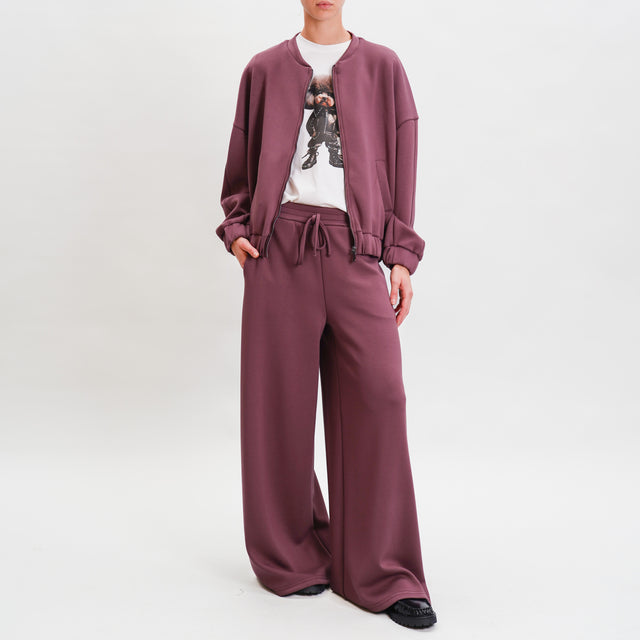 Haveone-Pantalone neoprene elasticizzato con coulisse - mauve