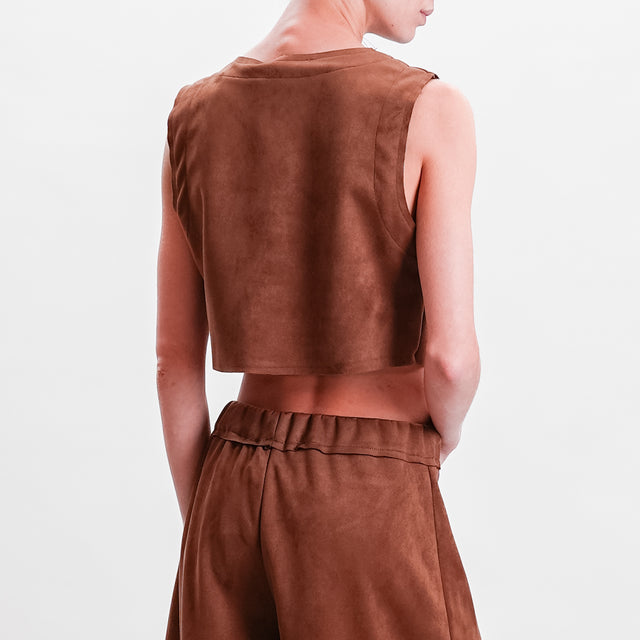 Haveone-Top crop effetto suede - tabacco