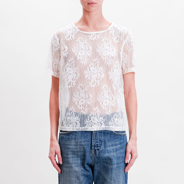 Haveone-Blouse Half Sleeve Lace - Butter