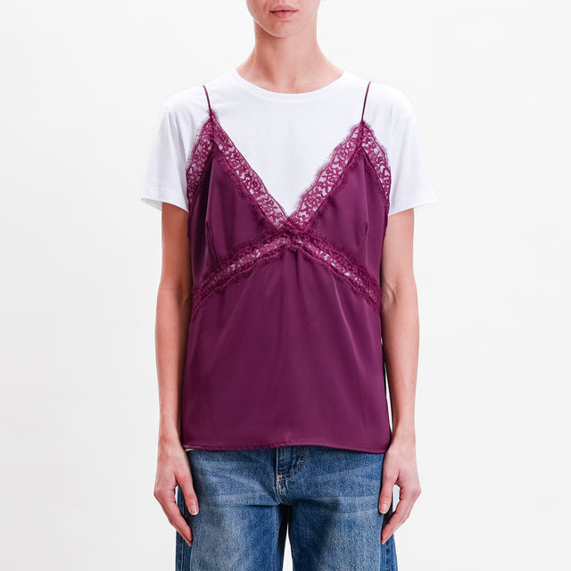 Haveone-T-shirt + top - burgundy/white