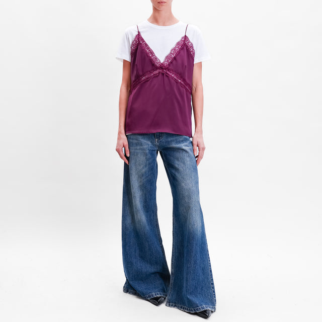 Haveone-T-shirt + top - bordeaux/bianco