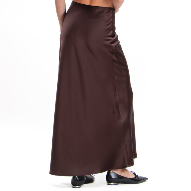 Imperial-Elastic Waist Satin Skirt - Ebony