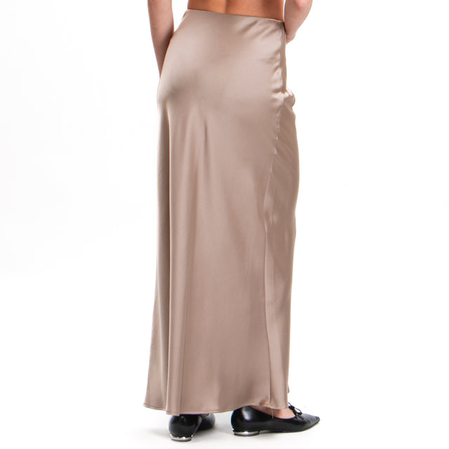 Imperial-Elastic waist satin skirt - dove grey