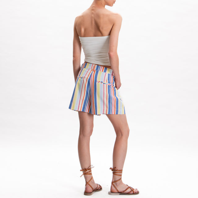 Souvenir-Shorts misto lino a righe - multicolor
