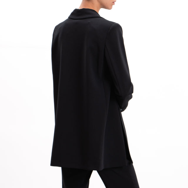 Imperial-Crêpe Jacket with Shoulder Straps and Side Slits - Black