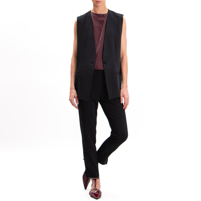 Imperial-1 Button Vest - Black