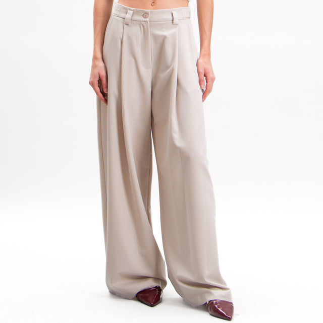 Imperial-Palazzo trousers with pleats - mastic