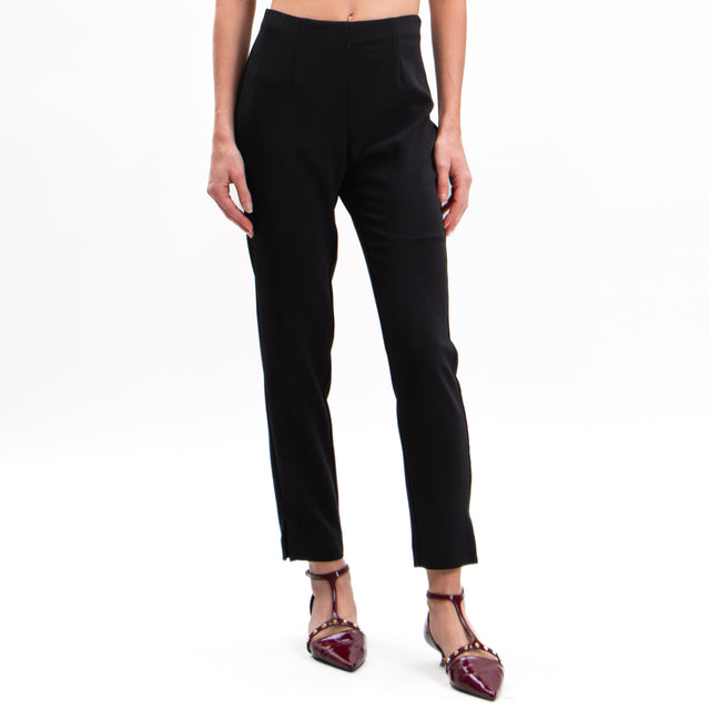 Imperial-Stretch crepe trousers with slits - black