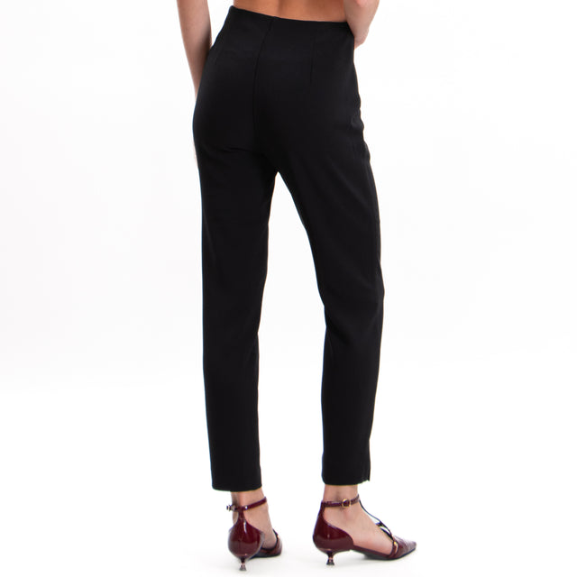 Imperial-Stretch crepe trousers with slits - black