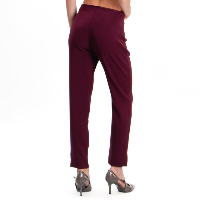 Imperial-Pantalone crêpe elasticizzato con spacchi - vino