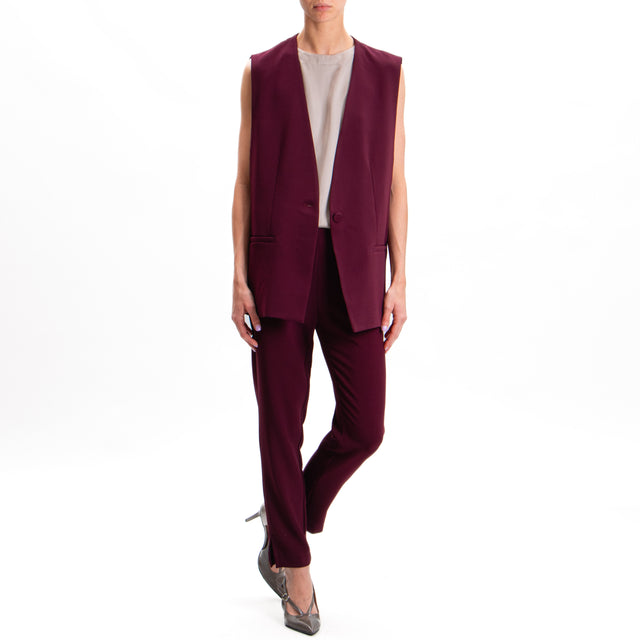 Imperial-Stretch crepe trousers with slits - wine