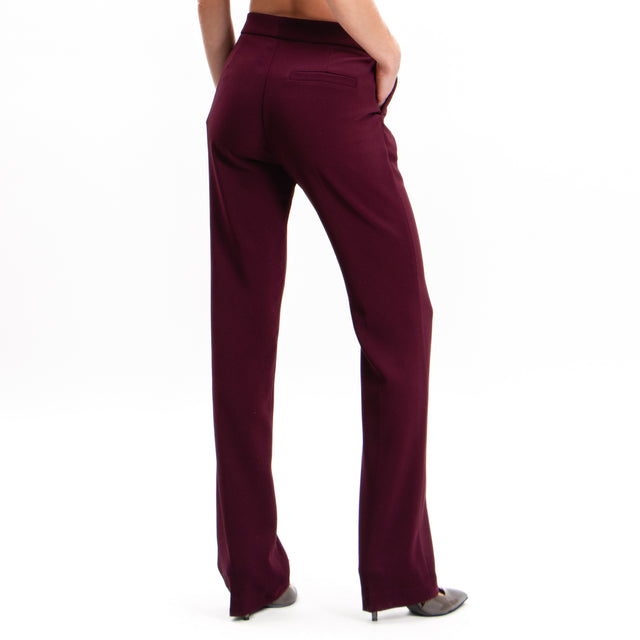 Imperial-Pantalone crêpe elasticcizato - vino