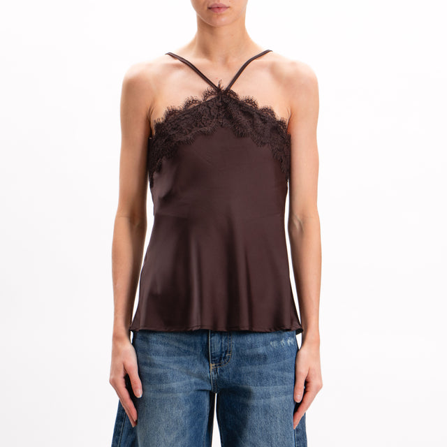 Imperial-Top satin with lace - chocolate