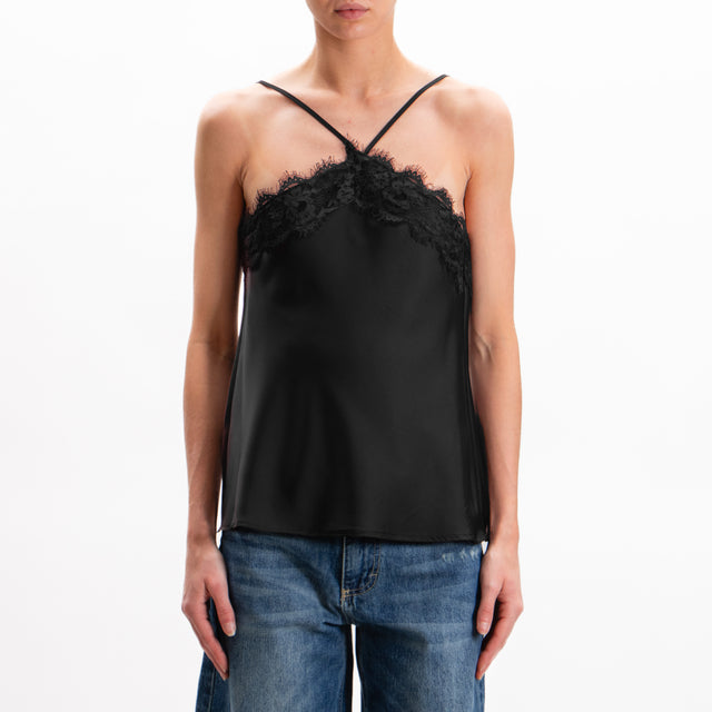 Imperial-Top satin with lace - black