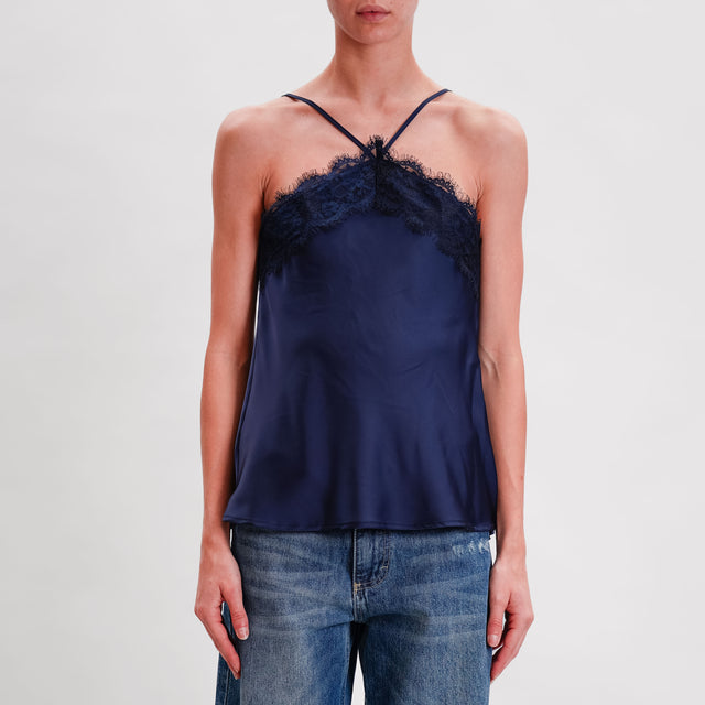 Imperial-Top satin with lace - blue