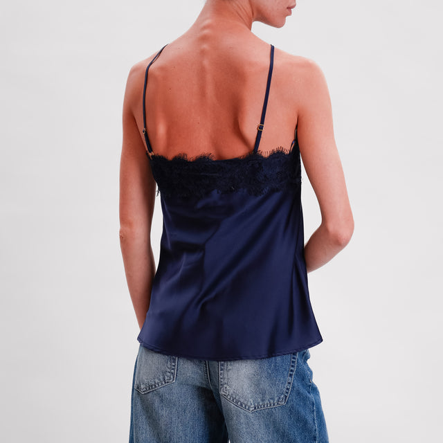 Imperial-Top satin with lace - blue