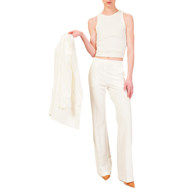 Imperial-Pantalone zampa in crepe elasticizzato - latte