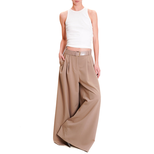 Imperial-Palazzo trousers with pleats - camel