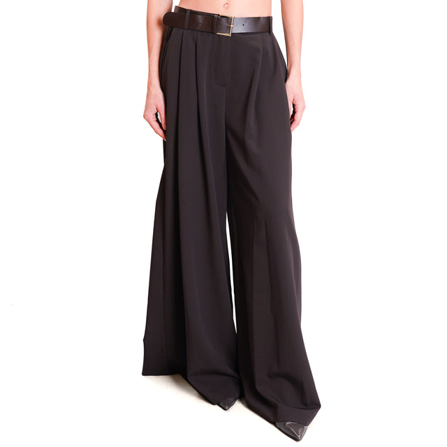 Imperial-Palazzo trousers with pleats - ebony