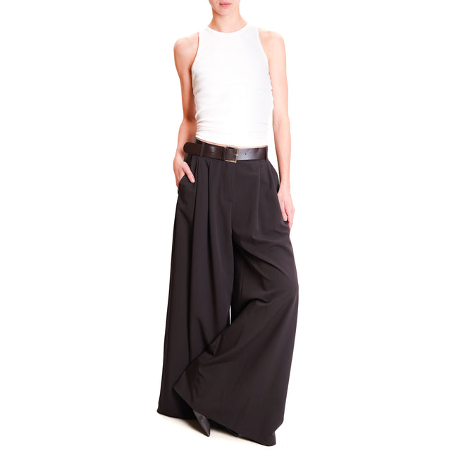 Imperial-Palazzo trousers with pleats - ebony