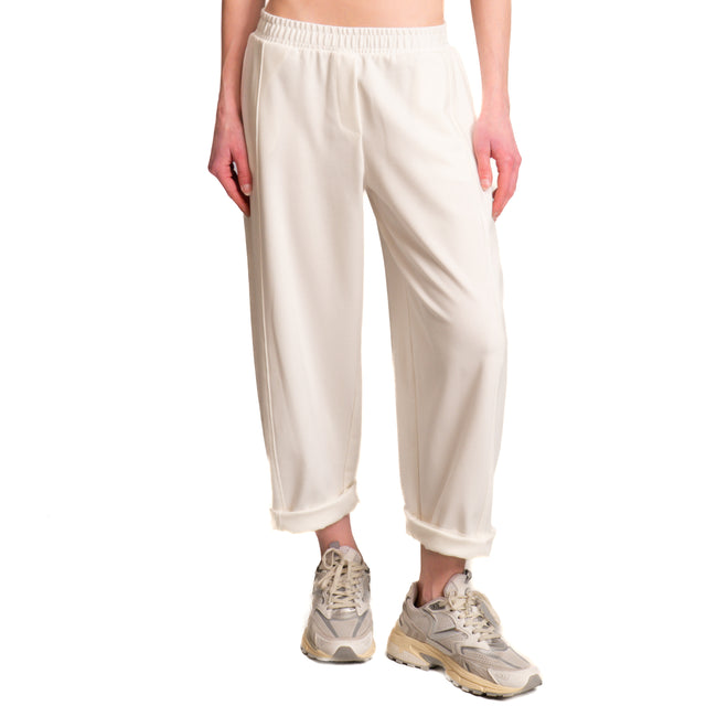 Imperial-Pantalone punto milano elastico in vita - latte