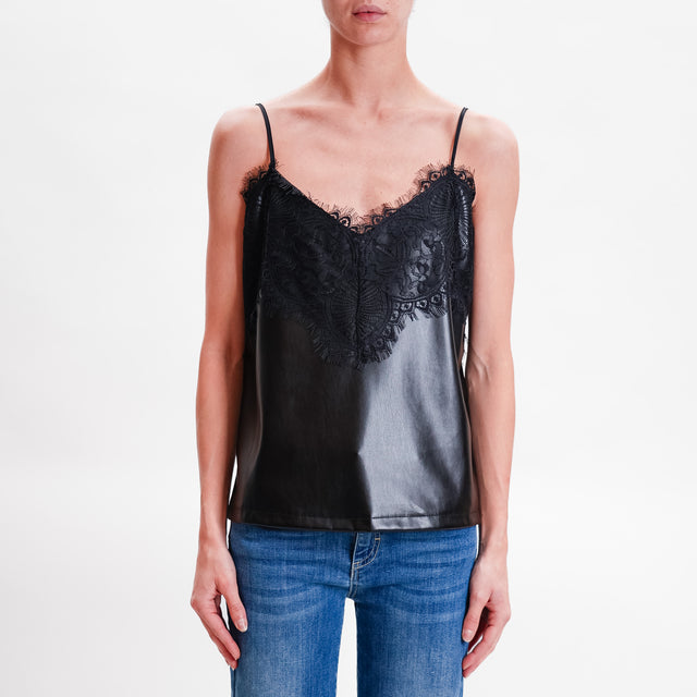 Imperial-Top imitation leather lace - black