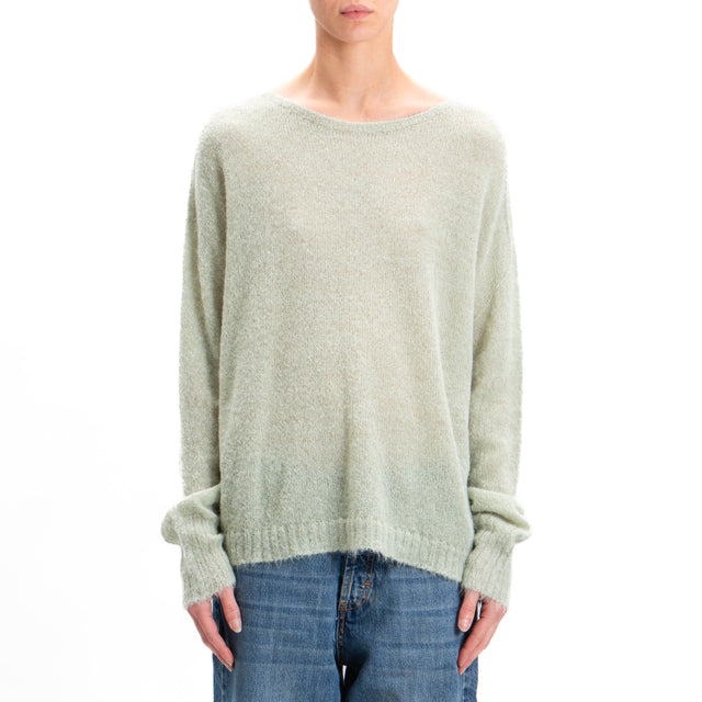 Kontatto-Alpaca mixed box crewneck sweater - sage