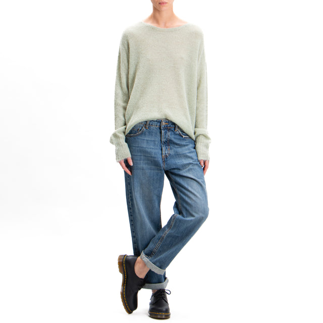 Kontatto-Alpaca mixed box crewneck sweater - sage