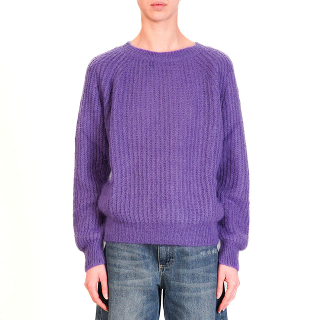 Kontatto-Maglia mohair girocollo - viola