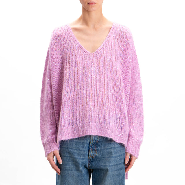 Kontatto-V-neck mohair sweater with sequins - bubble