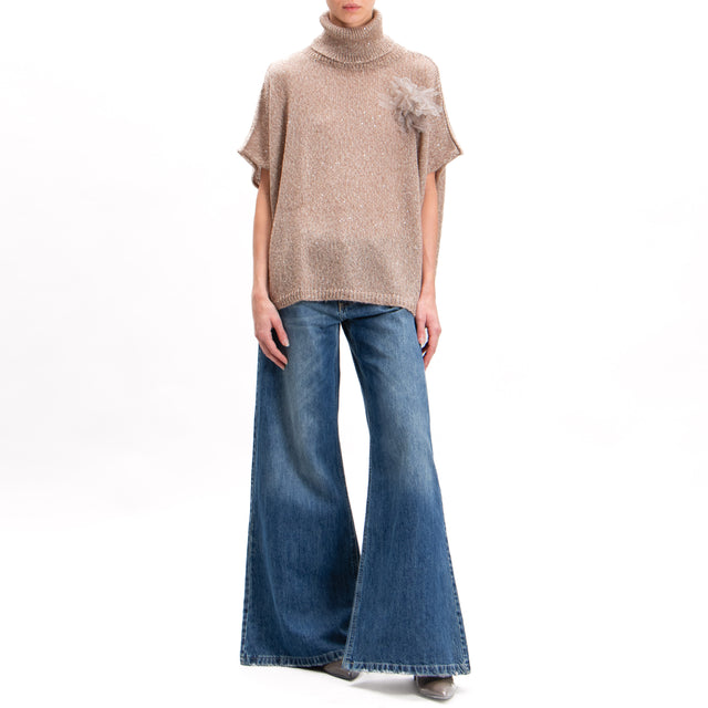 Kontatto-Mohair high neck sweater with sequins - dove grey