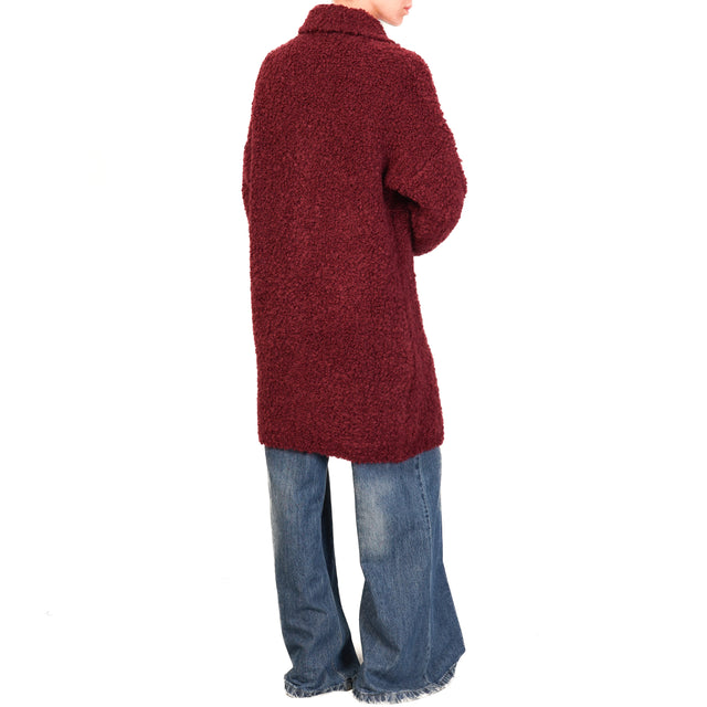 Kontatto-Cappotto teddy mohair 3 bottoni - vino