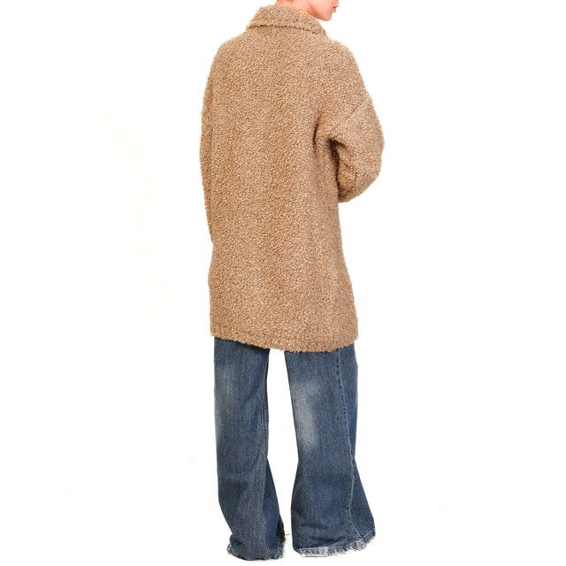 Kontatto-Cappotto teddy mohair 3 bottoni - camel