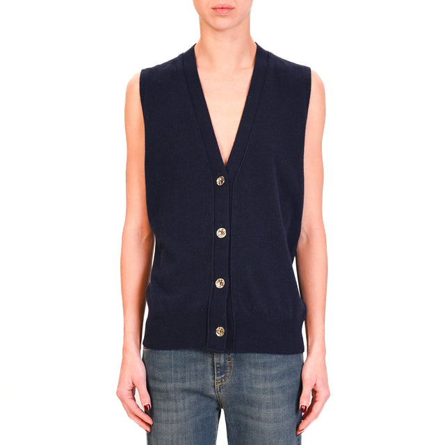 Kontatto-Gilet in maglia misto cashmere - blu notte