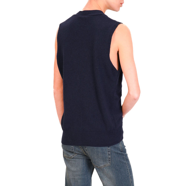 Kontatto-Gilet in maglia misto cashmere - blu notte