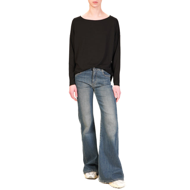 Vicolo-T-shirt in jersey manica lunga - nero