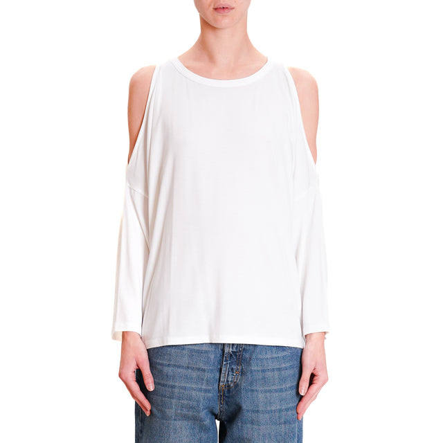 Kontatto-Cut out jersey T-shirt - off white