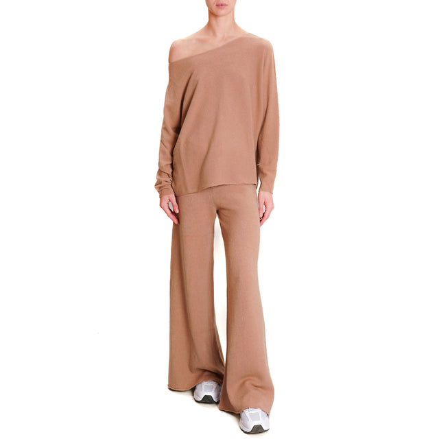 Kontatto-QS Drawstring Knitted Trousers - Caramel