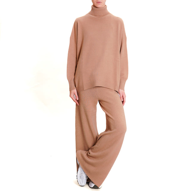 Kontatto-QS Drawstring Knitted Trousers - Caramel