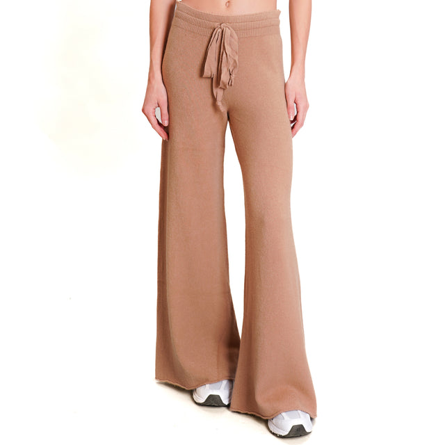 Kontatto-QS Drawstring Knitted Trousers - Caramel