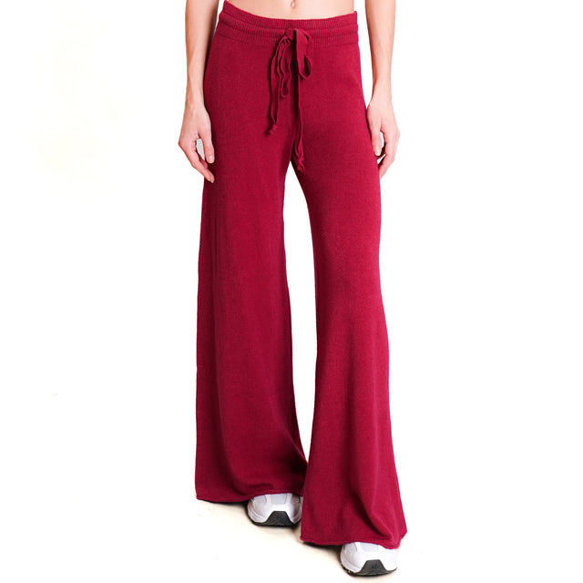 Kontatto-QS Drawstring Knitted Trousers - Bordeaux