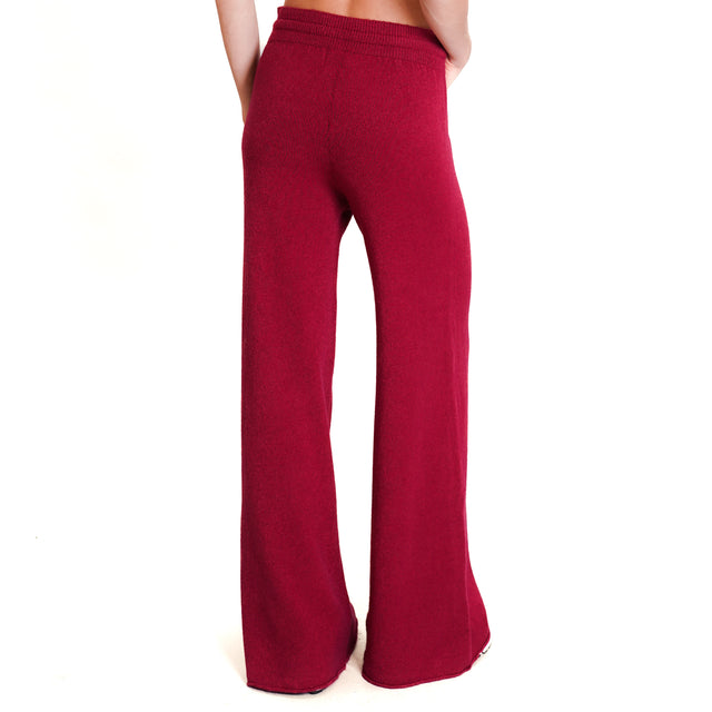 Kontatto-QS Drawstring Knitted Trousers - Bordeaux