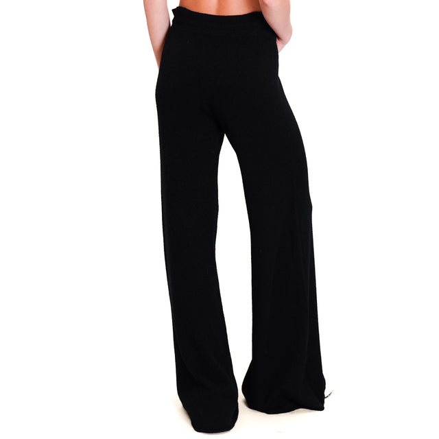 Kontatto-QS Pantalone in maglia con coulisse - nero