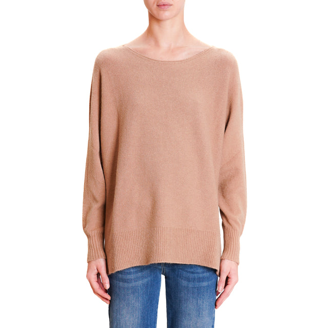 Kontatto-QS Oversized Side Slit Sweater - Caramel